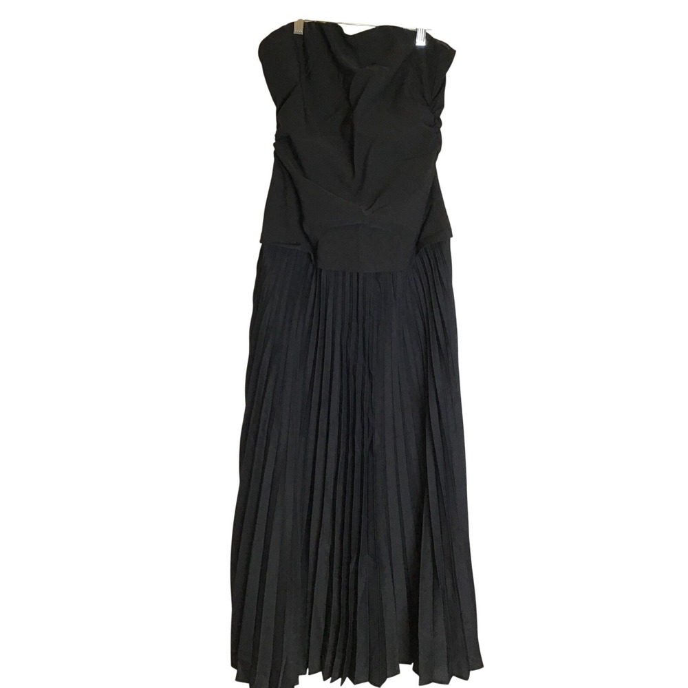 Commense Women's Black Strapless‎ Choker Design Pleated Panel Dress Size L NWT - Picture 6 of 9